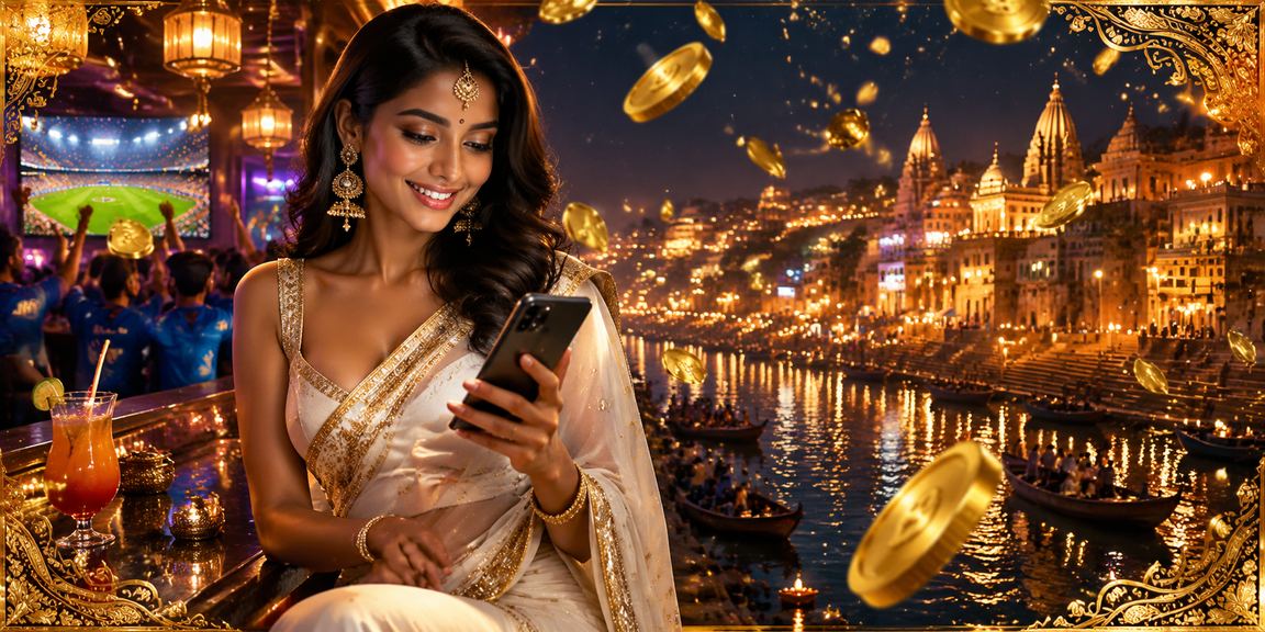 Mobile casino gaming by the Ganges river in Varanasi